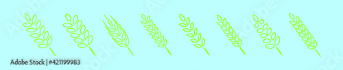 set of wheat stalk cartoon icon design template with various models. vector illustration isolated on blue background