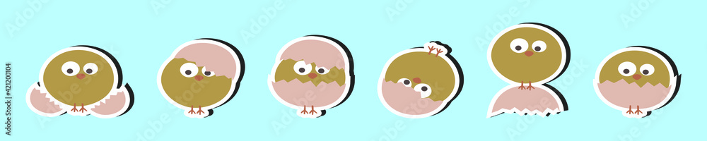 set of easter chick cartoon icon design template with various models. vector illustration isolated on blue background set of easter chick cartoon icon design template with various models. vector illustration isolated on blue background