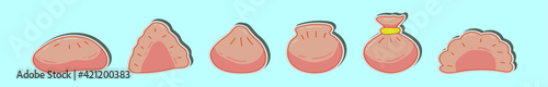 set of dumplings cartoon icon design template with various models. vector illustration isolated on blue background