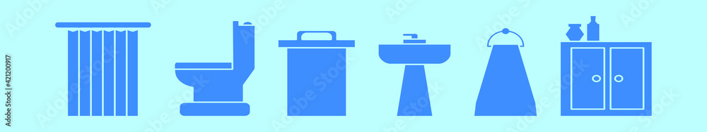 set of bath room cabinet cartoon icon design template with various models. vector illustration isolated on blue background set of bath room cabinet cartoon icon design template with various models. vector illustration isolated on blue background