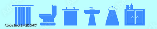 set of bath room cabinet cartoon icon design template with various models. vector illustration isolated on blue background