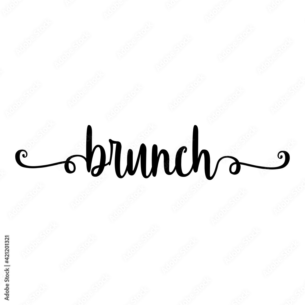 Banner con texto manuscrito brunch escrito a mano con florituras en color negro