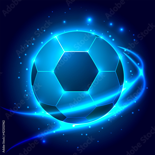Flying abstract futuristic soccer ball.