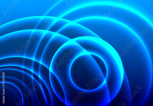 Abstract futuristic circles on a blue background.