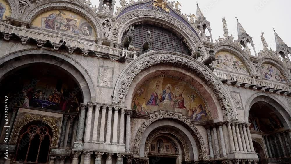 Cathedral of Saint Mark. The Cathedral of Venice, a rare example of Byzantine architecture in Western Europe. Saint Mark's Square, next to the Doge's Palace. Cathedral decorated with mosaics Cathedral of Saint Mark. The Cathedral of Venice, a rare example of Byzantine architecture in Western Europe. Saint Mark's Square, next to the Doge's Palace. Cathedral decorated with mosaics