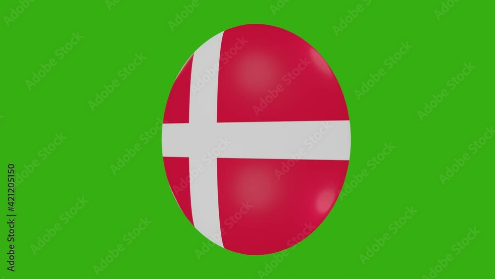 3d rendering of a Denmark flag icon rotating on itself on a chroma background