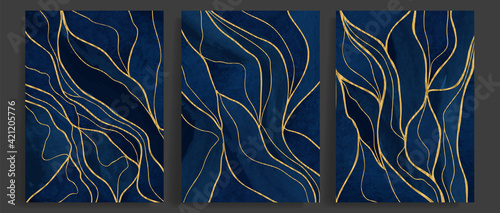 Luxury dark gold abstract art background vector. Line art design with golden hand drawn texture. Design for wall art,cover, home decor, prins and wallpaper 