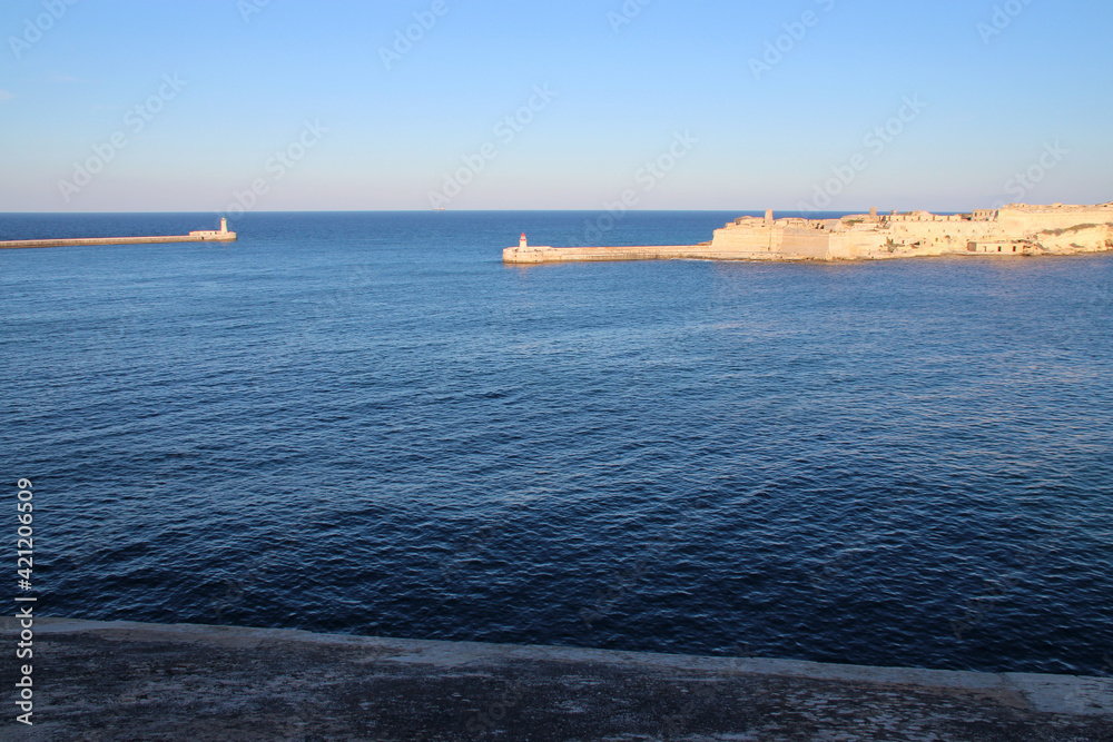 city of kalkara and mediterranean sea in malta 