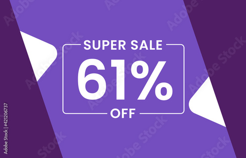 Super Sale 61% Off Banner, Sale tag 61% off vector illustration
