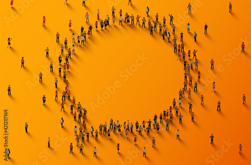 Large group of people in the chat bubble shape.