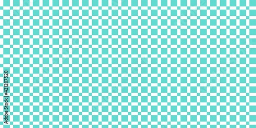 Wide seamless pattern with squares, vector drawing, turquoise blue geometric background