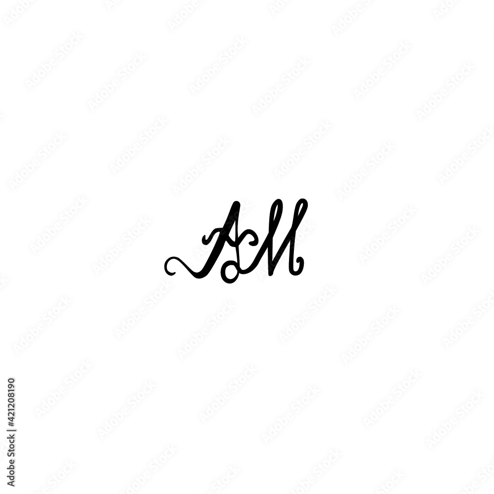 Initial AM handwritten monogram and elegant logo design Initial AM handwritten monogram and elegant logo design