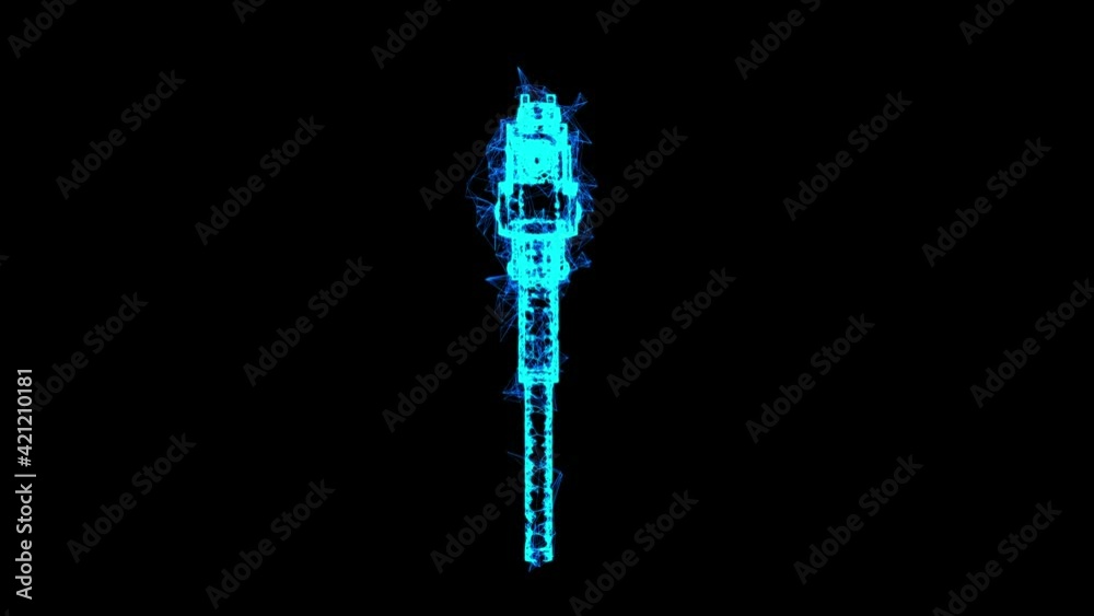 Submachine gun modern firearms pistol. Wireframe low poly
