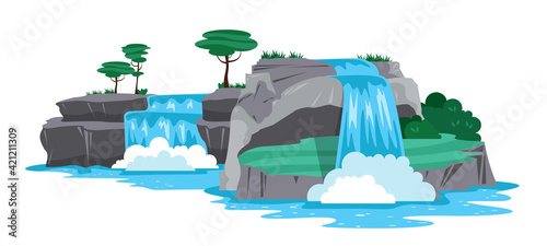 Waterfall Horizontal Illustration