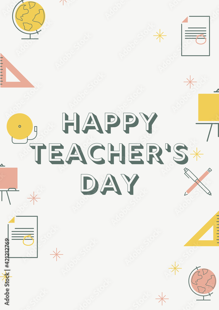 happy teachers day (school items in background)