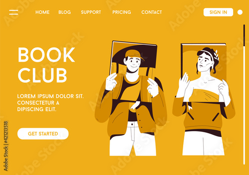 Vector landing page of Book club concept