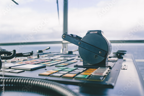 Slika na platnu Control room of vessel and operated by captain and crews boat with have a lot control function and communication with marine control