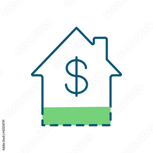 Rent-to-own home RGB color icon. Gaining ownership. Down payment. Rent-to-own agreement. Lease-purchase contracts. Rental agreement. Renting property. Purchasing house. Isolated vector illustration