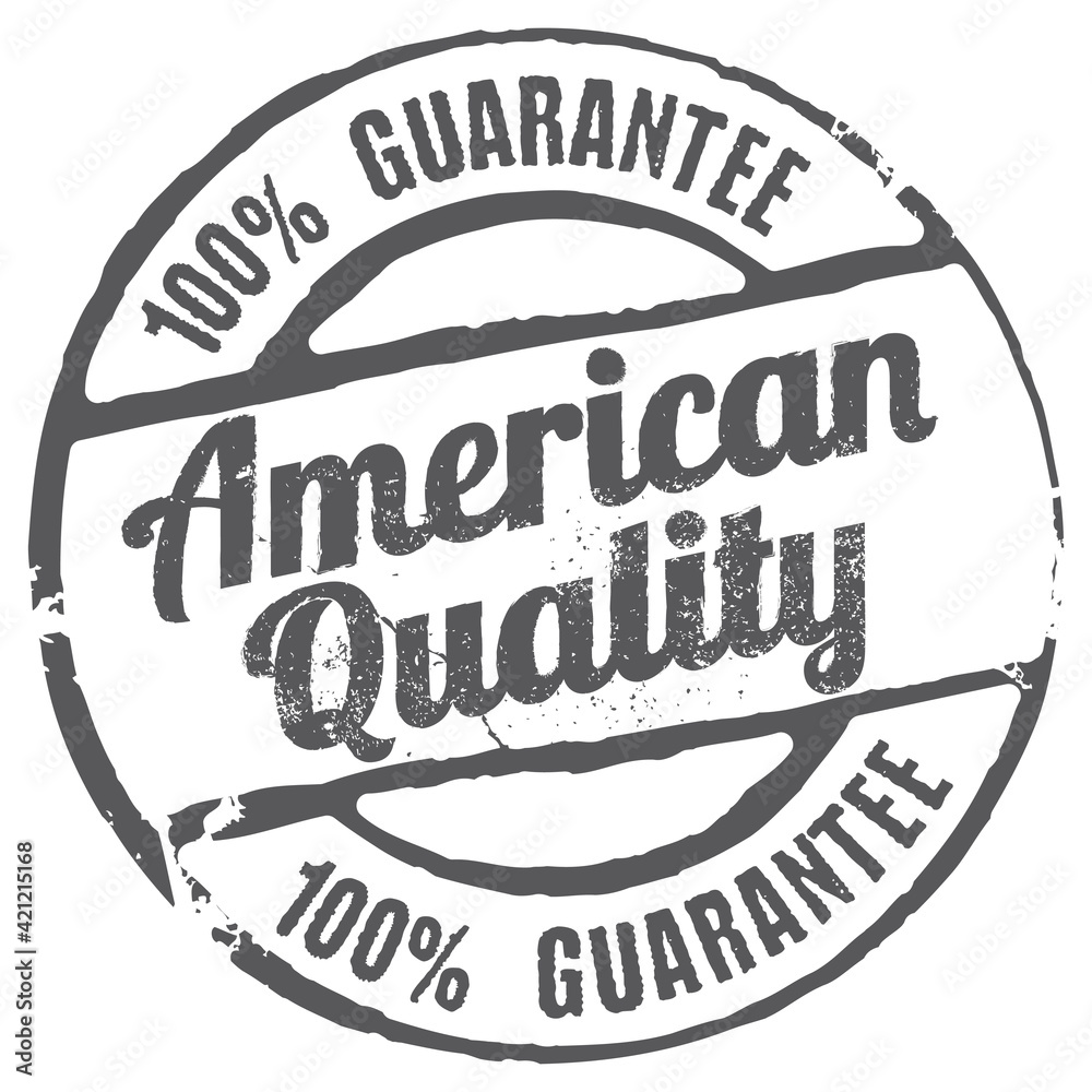 American Quality. 100% Guarantee. Vector Stamp.