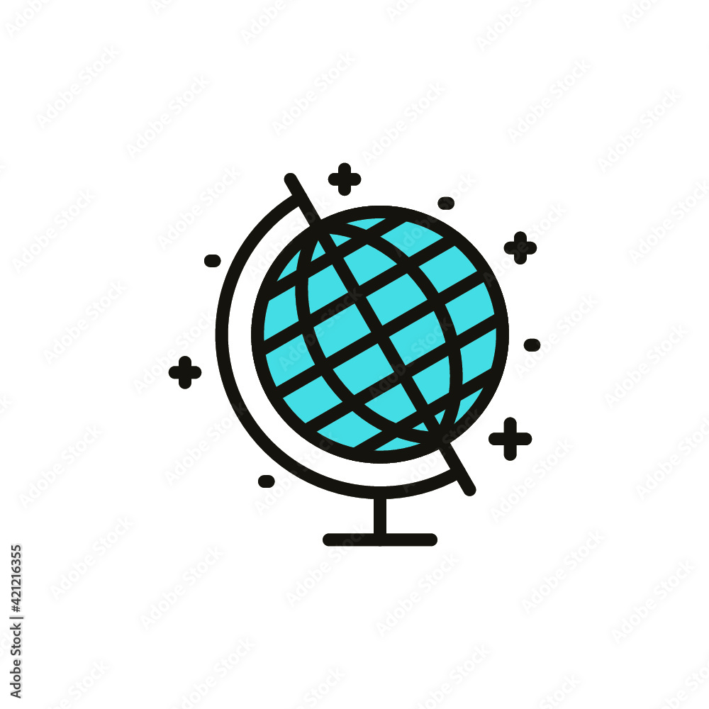 Vector illustration of geography globe (geography subject and school attributes) on white background. Back to school topic. Vector illustration of geography globe (geography subject and school attributes) on white background. Back to school topic.