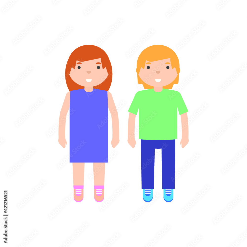 Vector illustration of school pupils on white background.  Back to school topic.