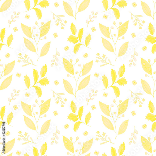 Watercolor yellow floral pattern. Yellow seamless pattern for nursery, kids apparel, packaging, Easter cards, wrapping paper, wallpaper