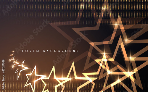 Golden stars background with glow effect