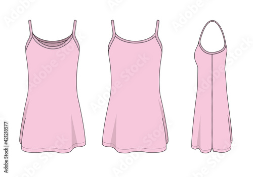 Fotografie, Obraz Woman long camisole dress template vector illustration