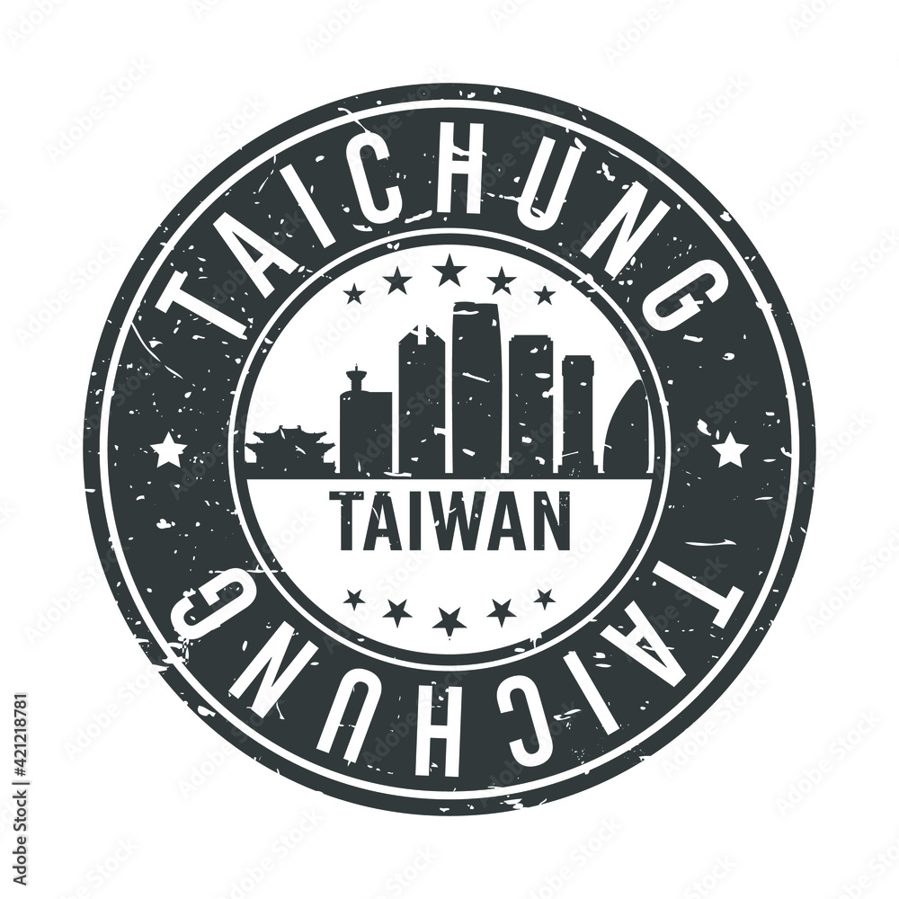 Taichung Thailand Skyline. Round Postmark Icon City Design. Vector Landmark Travel.