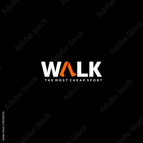 walk logo negative space design vector illustration