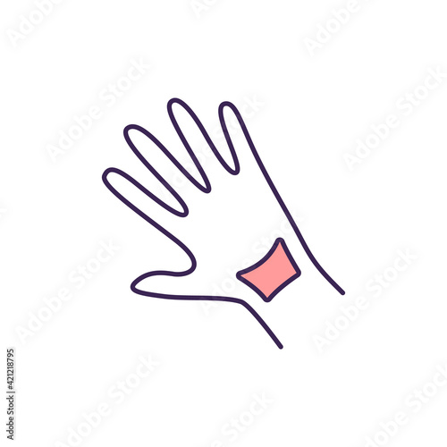 Carpal tunnel syndrome RGB color icon. Bones and ligaments inflammation. Nerve compression in wrist. Permanent incapacity. Occupational skin diseases. Numbness, weakness. Isolated vector illustration