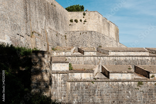 Pamplona old city walls in a sunny morning.