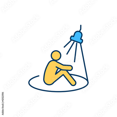 Light therapy with sun lamps RGB color icon. Depressive disorder treatment. Avoiding problems with sunlight deprivation. Boosting mood, energy. Mimicking outdoor light. Isolated vector illustration