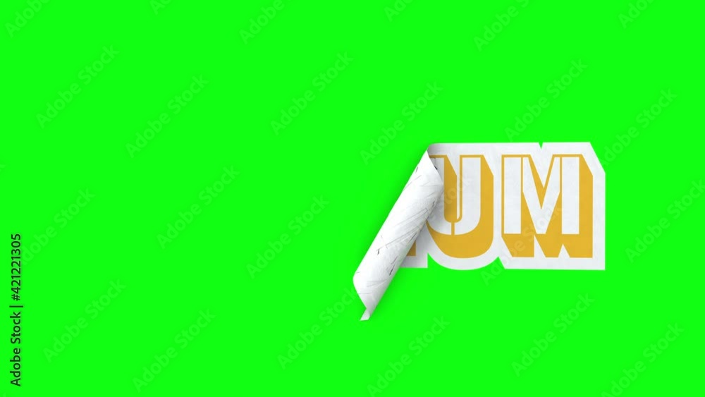 Premium label sticker unrolling on green screen. Quality product animation 3d