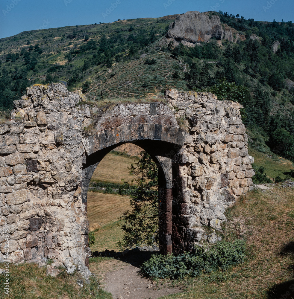Remains of casle. Ruin. Goudet, château de Beaufort.