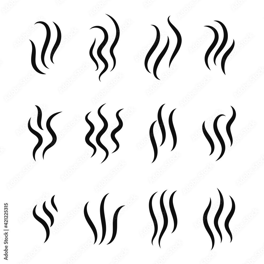 Wavy line vector of rising steam or smoke. Coffee aroma line concept Isolated on white background.