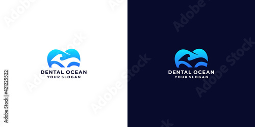 dental ocean logo design vector