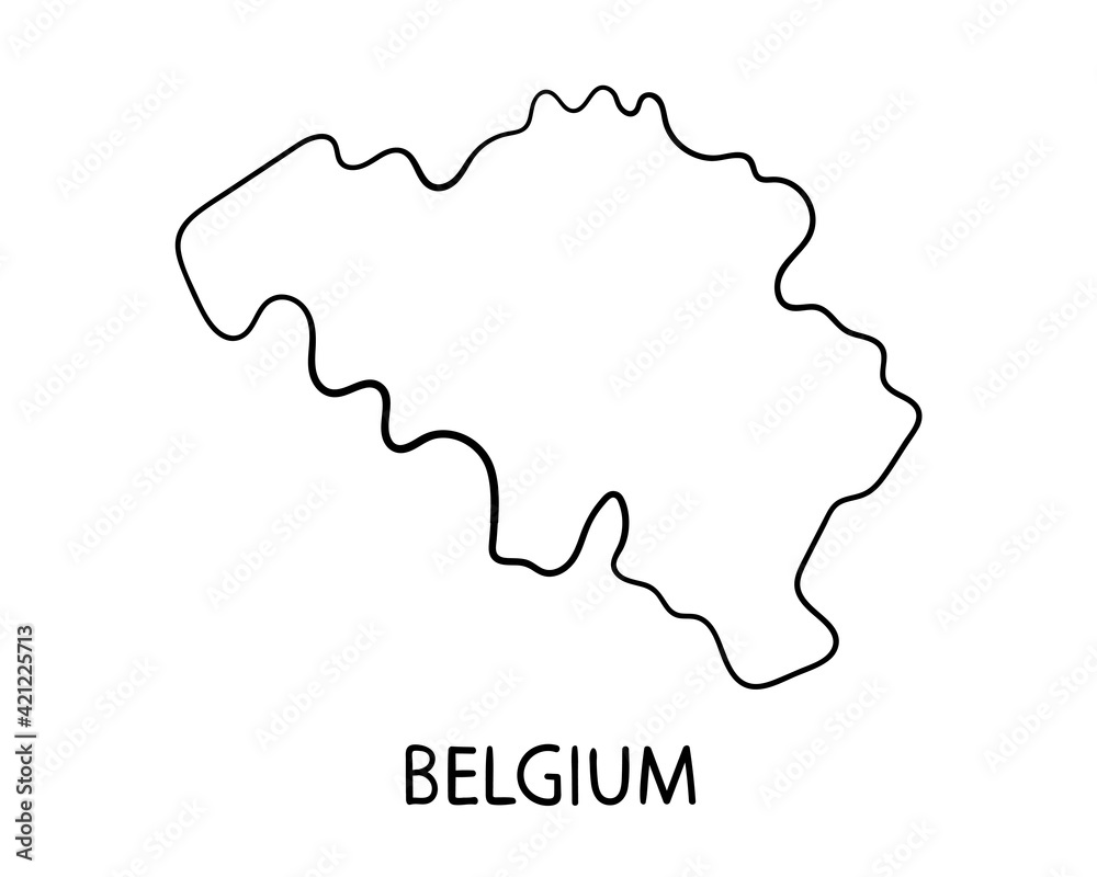  Hand drawn Belgium map illustration