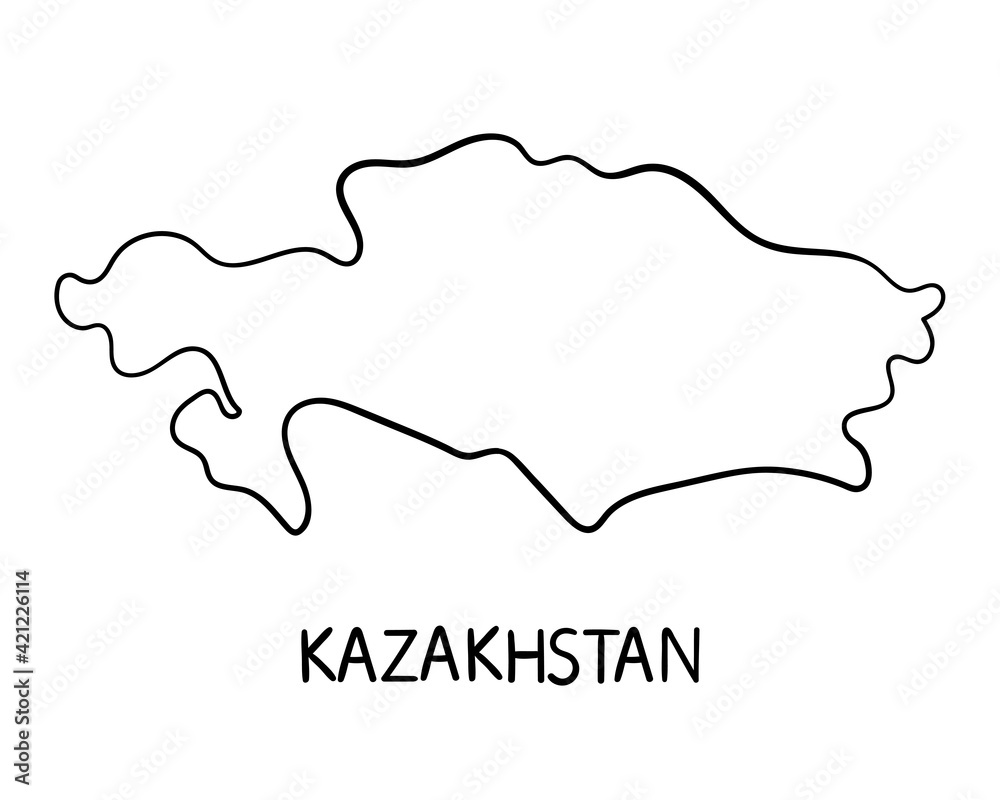  Hand drawn Kazakhstan map illustration