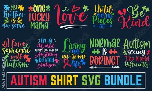 Typorgaphy calligraphy style Autism Awareness Day T-Shirt Design Template, Illustration, Vector graphics, svg, Autism Shirt, T-Shirt Design, autistic design