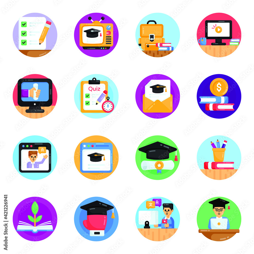 Pack of Virtual Education Flat Rounded Icons
Pack of Virtual Education Flat Rounded Icons