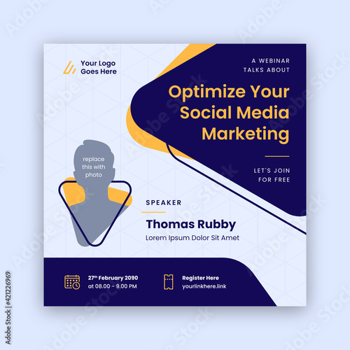 webinar square poster design template vector