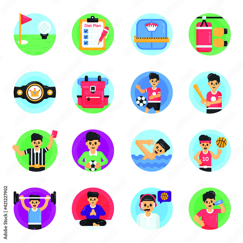 Fototapeta premium Pack of Game Accessories Flat Icons