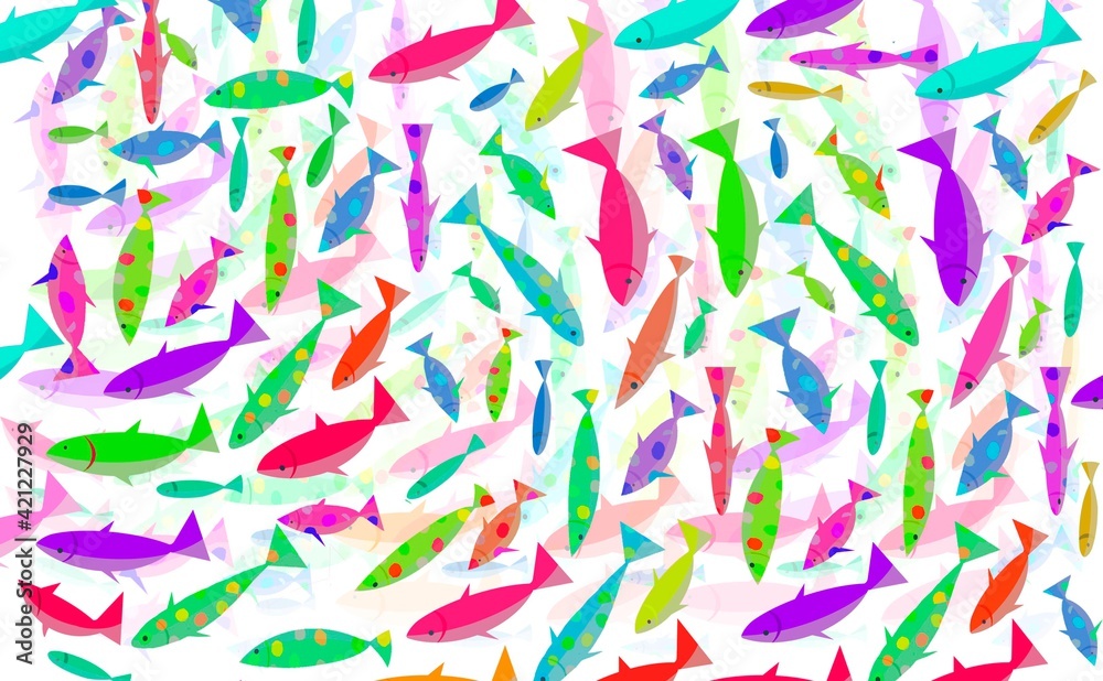 sea background,  with many multicolored fish