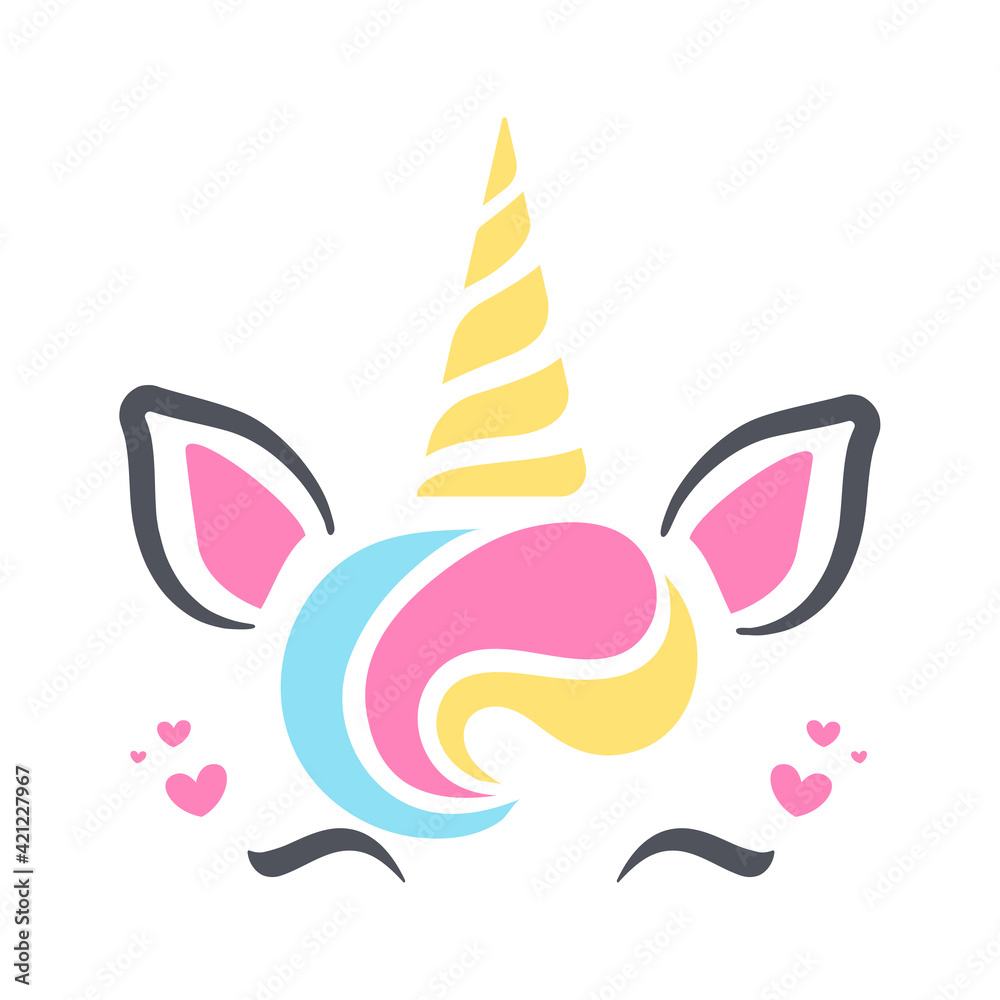 Beautiful unicorn face For designing greeting cards as a birthday gift ...