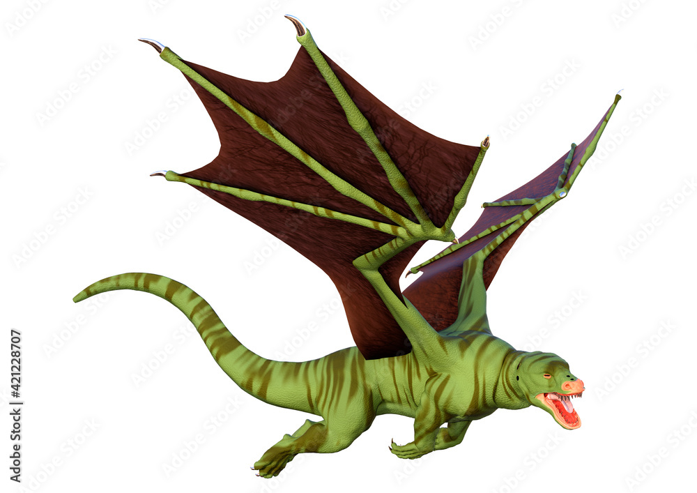 Fototapeta premium 3D Rendering Fairy Tale Dragon on White