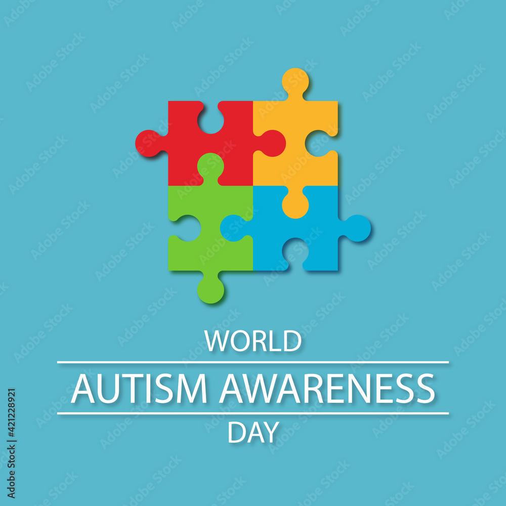World autism awareness day illustration square social media post with puzzle vector