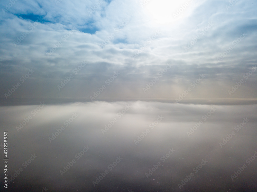 Aerial high view. Flying over the clouds. Aerial high view. Flying over the clouds.