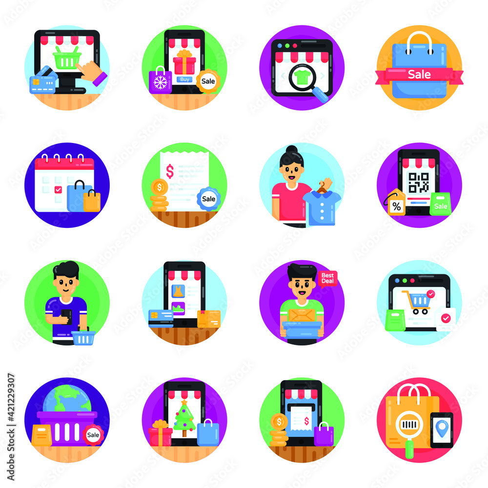 Flat Round Icons of Ecommerce
Flat Round Icons of Ecommerce