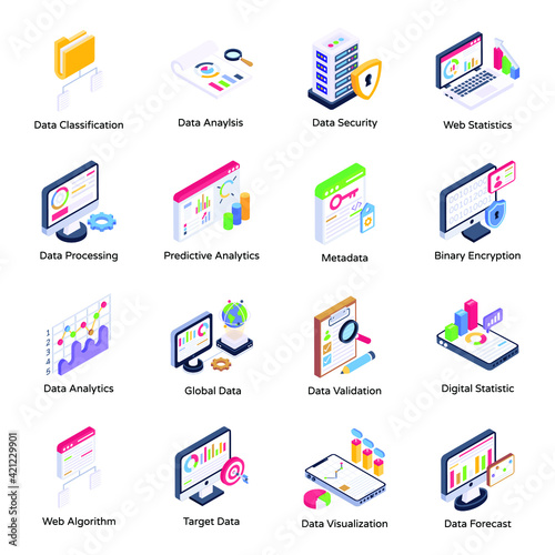 
Pack of Infographics Isometric Icons 

